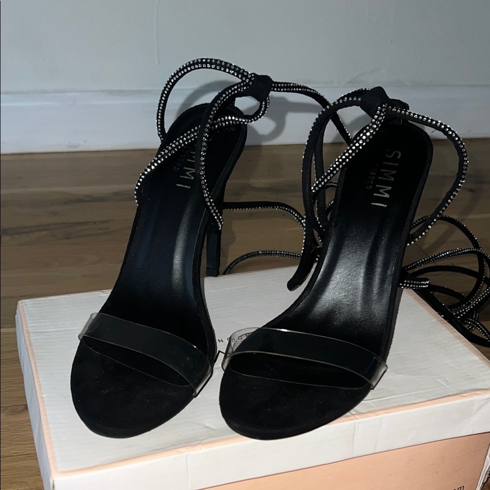 SIMMI Black Strappy Heels